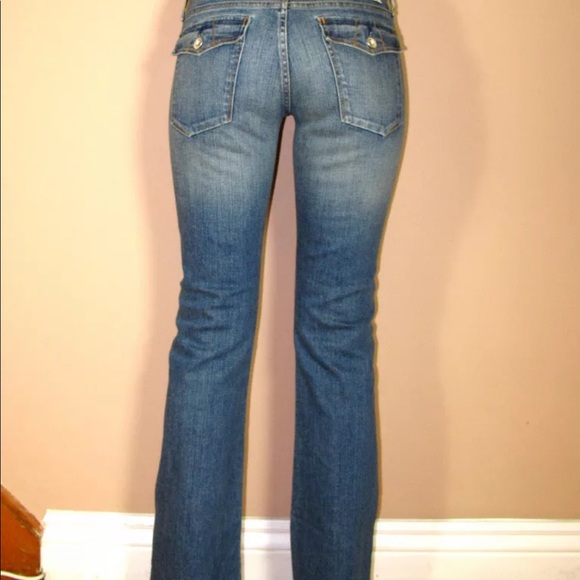 Earnest Sewn Bootcut Stretch Jeans Light Wash Flap Pockets Y2K Vintage Size 26 - Picture 7 of 10